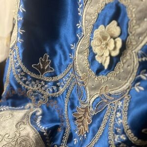 Elegant Blue and Silver Embroidered window curtains(4 panels)